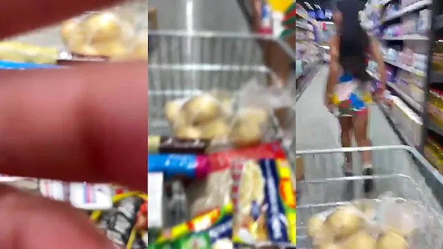 Safada peladinha no mercado