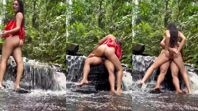 Morena gostosa sentando NO pauzudo NA cachoeira